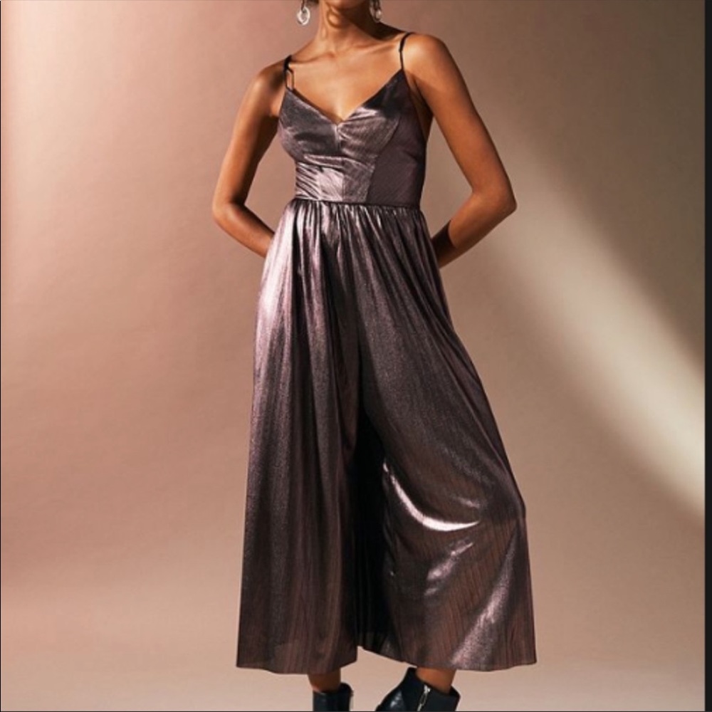 Urban Outfitters | Purple Metallic Wide Leg Jumpsuit